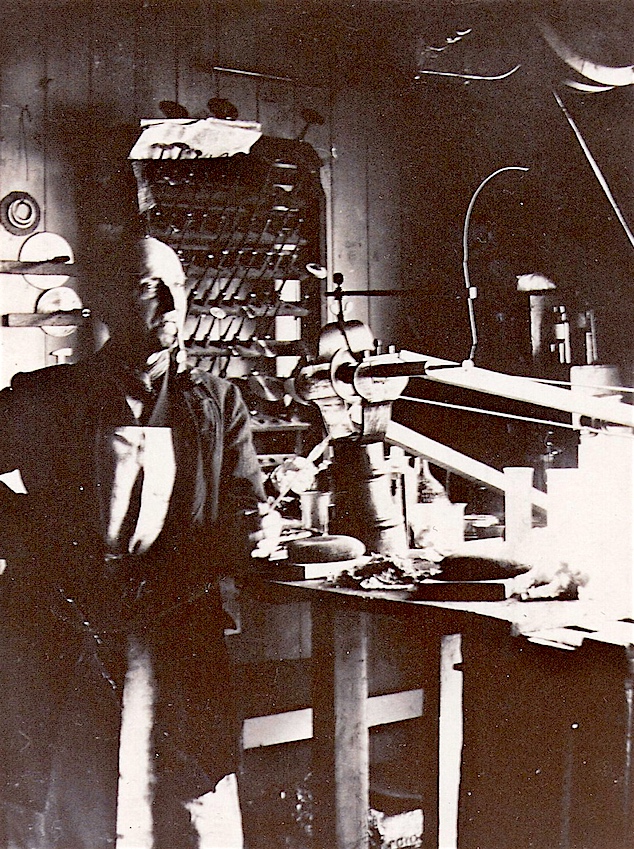 Emanuel Hauptmann in his glass engraving workshop, Newcastle-Upon-Tyne, 1920s